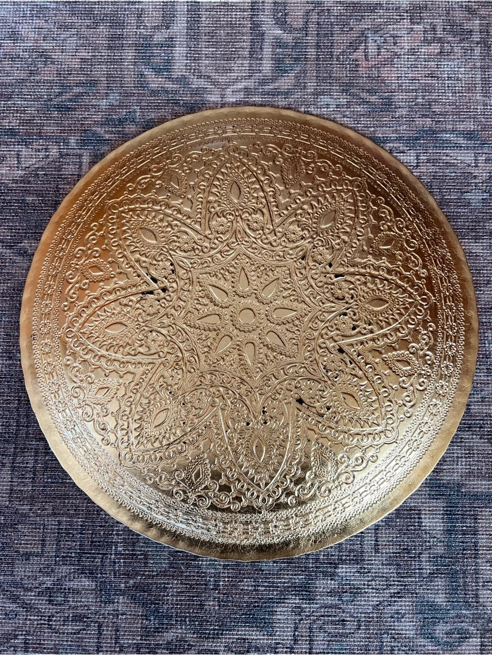 Pier 1 Dish Decorative Glass Round Tray Red and Gold